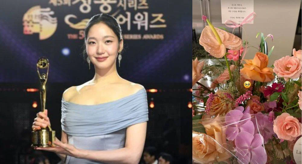 Kim Go Eun becomes emotional after TVING CEO sends a touching gift to celebrate her grand prize win