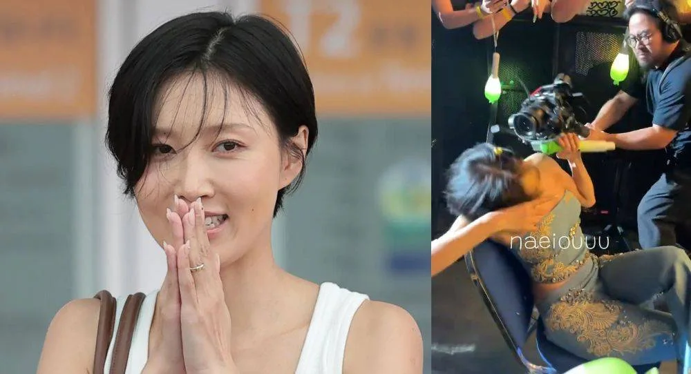 Hwasa narrowly avoids a camera hitting her face during concert but calmly continues performing as fans praise her professionalism