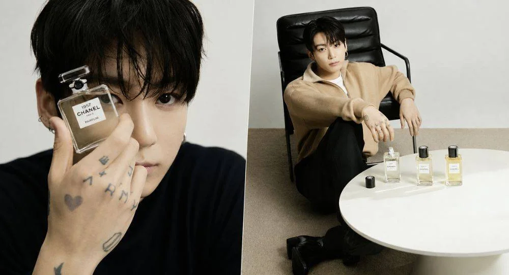 BTS’s Jungkook highlights his ARMY tattoo in a stunning new Chanel fragrance campaign as fans praise his elegant and powerful look