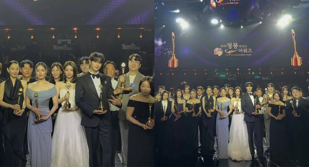 Kim Jae Won and Jeon So Young spark debate after taking center spots in Blue Dragon Series Awards group photos