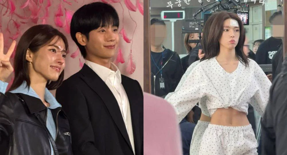 Ha Young surprises fans again with defined abs and tiny waist in new ‘Our Sticky Love’ behind-the-scenes photos with Jung Hae In