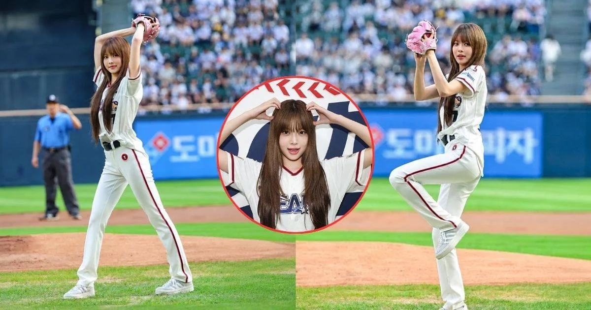 LE SSERAFIM’s Hong Eunchae becomes a “victory fairy” as teams go 4–0 after her first pitches