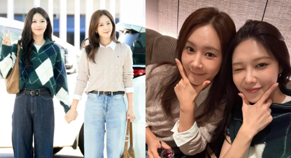 Girls’ Generation’s Sooyoung and Yuri show their 19-year friendship as they hold hands at the airport without Hyoyeon