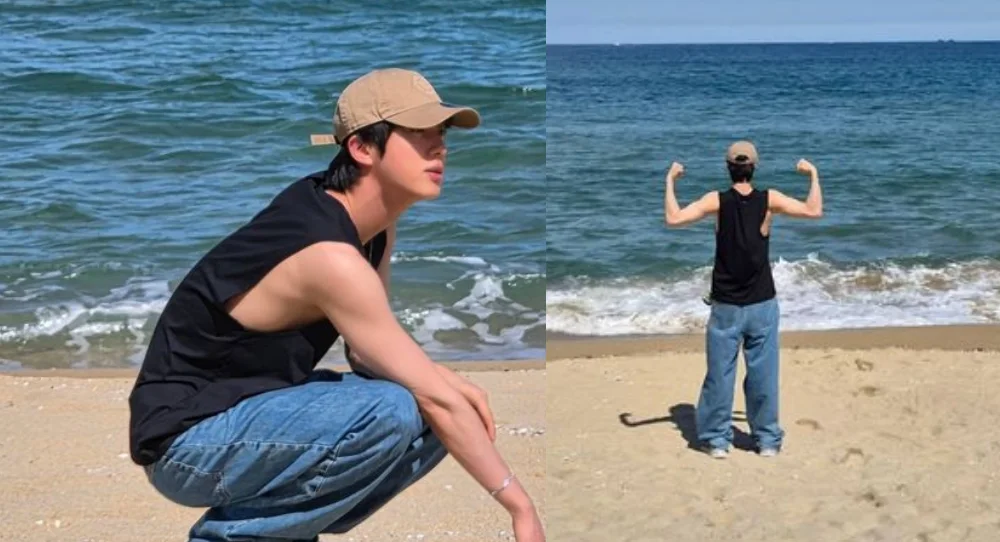 BTS’s Jin surprises fans with his toned arms and back in new beach photos