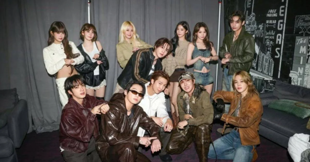 LE SSERAFIM shares rare photo with BTS at iHeartRadio Music Festival