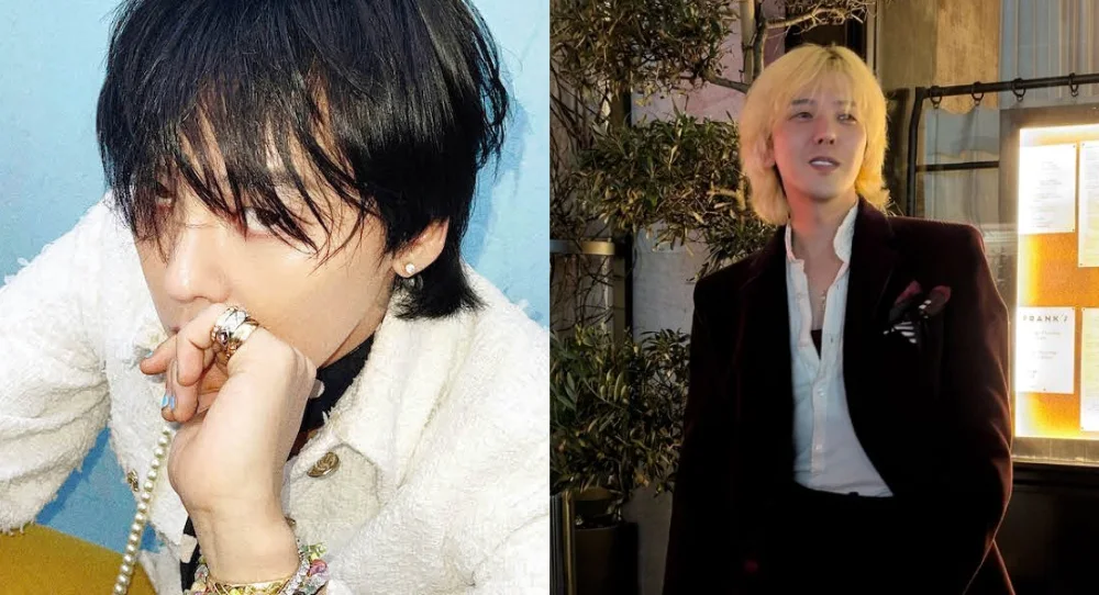 G-Dragon shows off striking blonde hair and black suit in new photos