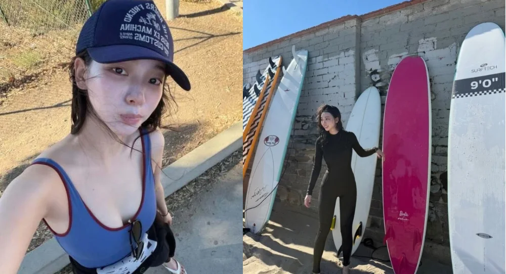 aespa’s Karina discovers a new hobby while surfing in Malibu