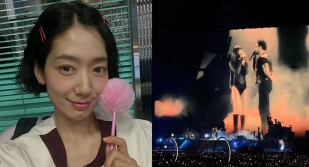 Park Shin Hye reacts in surprise as Jennie appears at The Weeknd’s concert