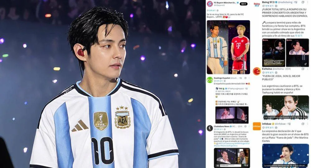 BTS's V wins over Argentine ARMY with Messi tribute and heartfelt Spanish message during concert